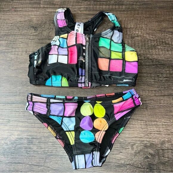 Zara Terez Retro Bright Colorful Geometric Shape 2‎ Piece Bikini Swimsuit Size 4 - Picture 1 of 9